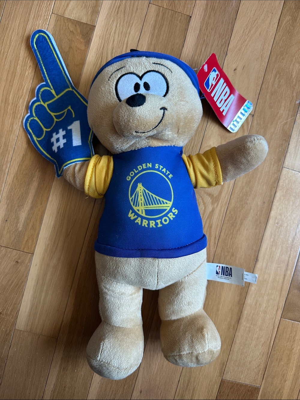 Golden State Warriors Plush Bear with #1 Foam Finger - Blue & Gold